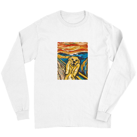 Golden Retriever Pet Funny Goldie Dog Golden Retriever The Scream Graphic Long Sleeves