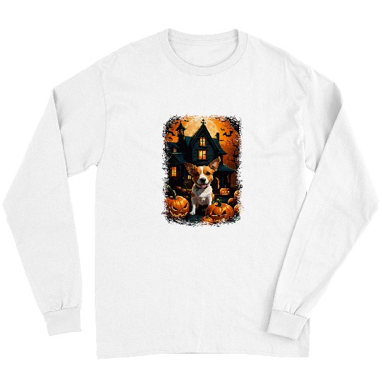 Jack Russell Pet Cute Jack Russell A Spooky Haunted House Full Moon 1 Long Sleeves