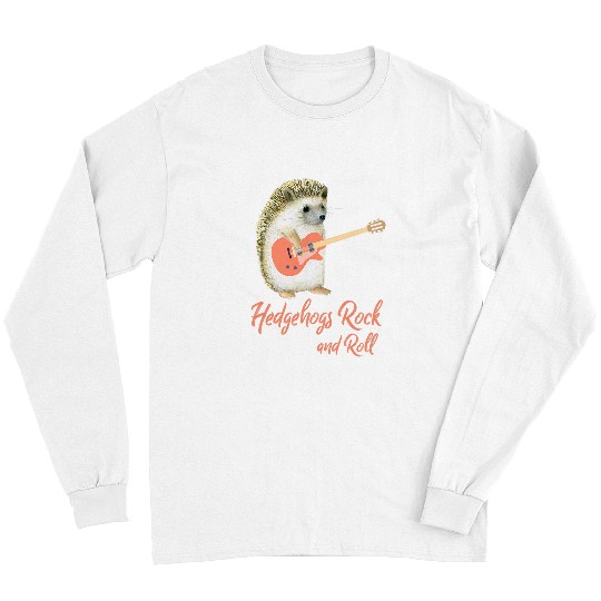 Funny Guitar Hedgehog Gift Funny Hedgehogs Hedgehogs Rock and Roll Hedgehogs with Guitarist Long Sleeves