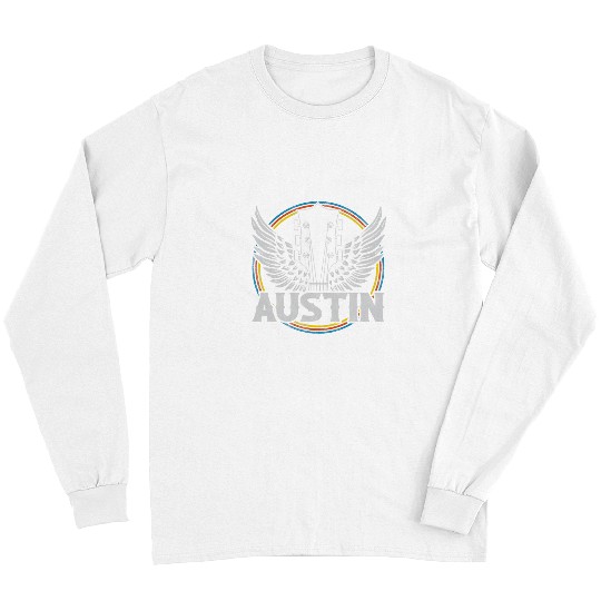 Funny Guitar Retro Austin Texas Guitar vintages Country Music Concert Guitarist Long Sleeves