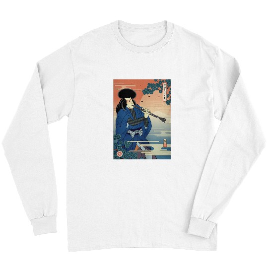 Funny Clarinet Samurai Clarinet Music Ukiyoe Warrior Long Sleeves