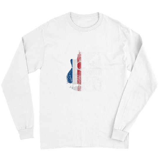 Funny Guitar Mens bests dad ever France flag French vintages Guitar fathers day Guitarist Long Sleeves