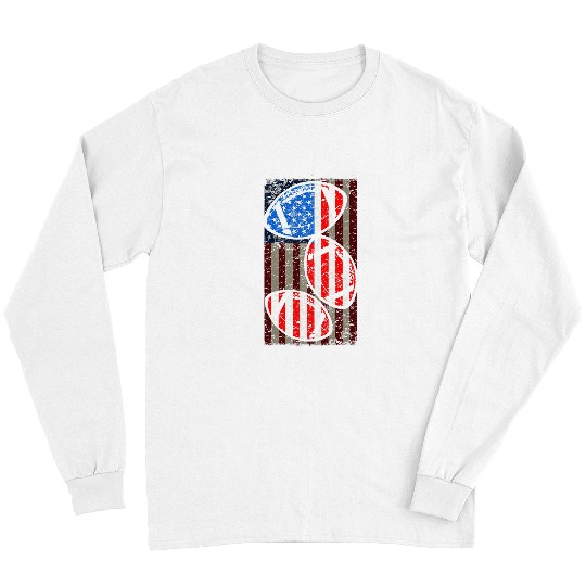 Sport American Football Flag Football Grunge Red White Blue Long Sleeves