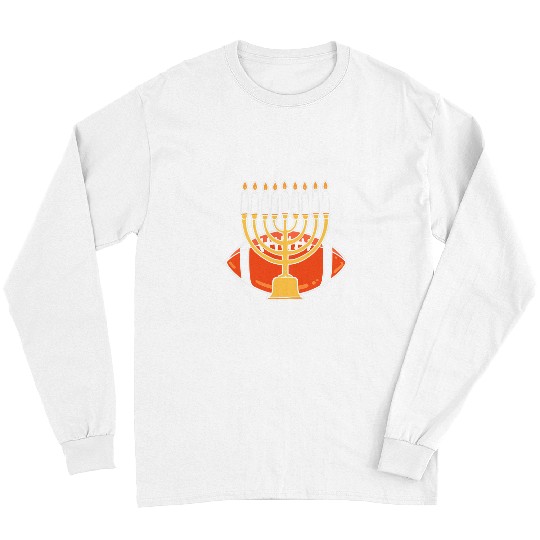 Sport American Football Hanukkah American Football Jewish Menorah Candles Long Sleeves