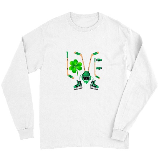 Sport Hockey Lover St Patricks Day Shamrock Irish Sports Long Sleeves
