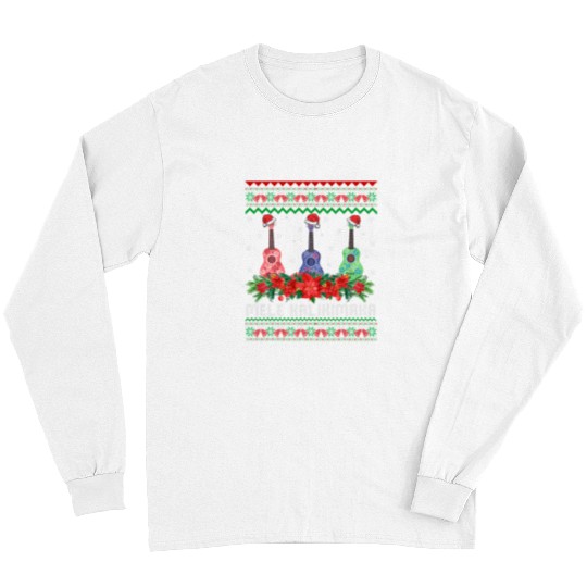 Funny Guitar Mele Kalikimaka Ukulele Guitar Christmas Hawaii Beach Guitarist Long Sleeves