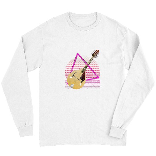 Funny Mandolin vintages Mandolin Vaporwave 80s Aesthetic Music Lover Long Sleeves