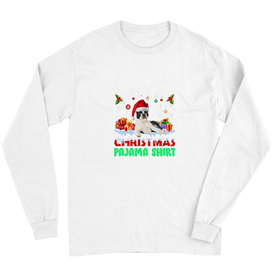 Boston Terrier Pet Santa Hat Lights This Is My Christmas Pajamas Long Sleeves