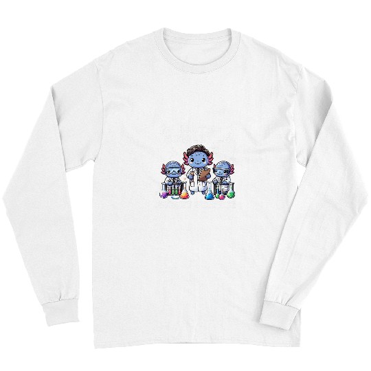 Chibi Axolotls Science Lab stem kids chemistry education 1 Long Sleeves