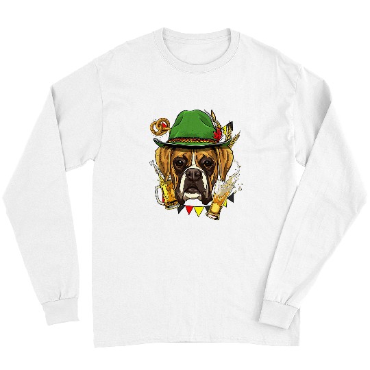 Boxer Pet Germany Oktoberfest Party Beer Fest Pet Dog Lover Long Sleeves