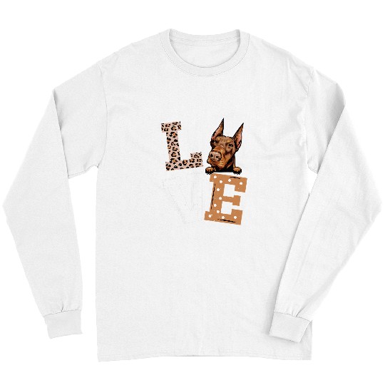 Doberman Pet I Love My Doberman Funny Dog Lovers Leopard Print Long Sleeves
