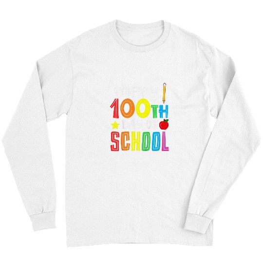 Kids Happy 100th Day Of School PreK Elementary Teacher Student 1 Long Sleeves