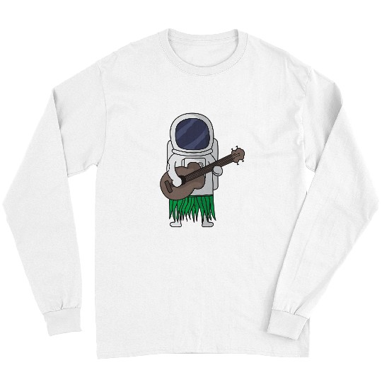 Funny Ukulele Astronauts Outer Space Ukulele Luau Cute Funny Hawaii Gift Long Sleeves