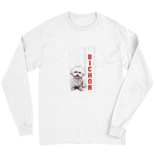Bichon Pet Frise American Flag Bichon Mom Bichon Frise 4th Of July Long Sleeves