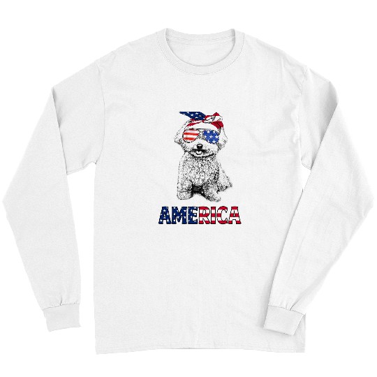 Bichon Pet Frise American Flag Bichon Mom Bichon Frise 4th Of July 3 Long Sleeves