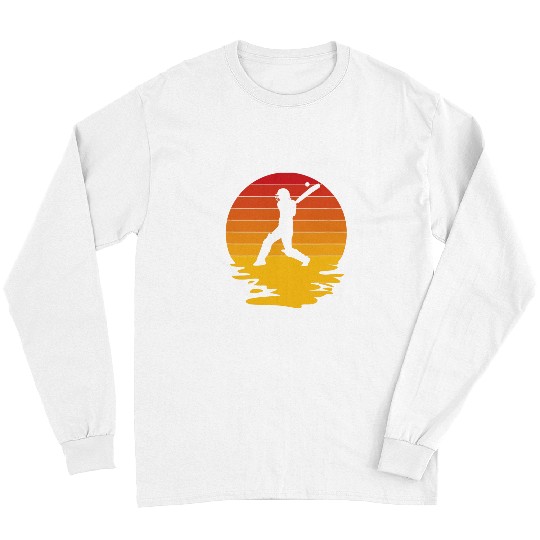 Cricket Fan Retro Sunset Cricket Cricket Player Long Sleeves