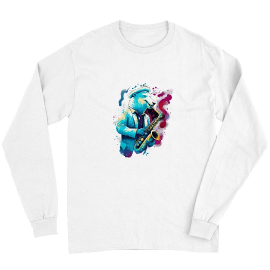 Funny Saxophone Jazz Musician Polar Bear Saxophone Long Sleeves