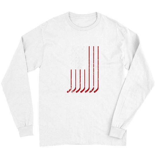 Sport Hockey Patriotic US american hockey sticks and stars stripes flag Long Sleeves