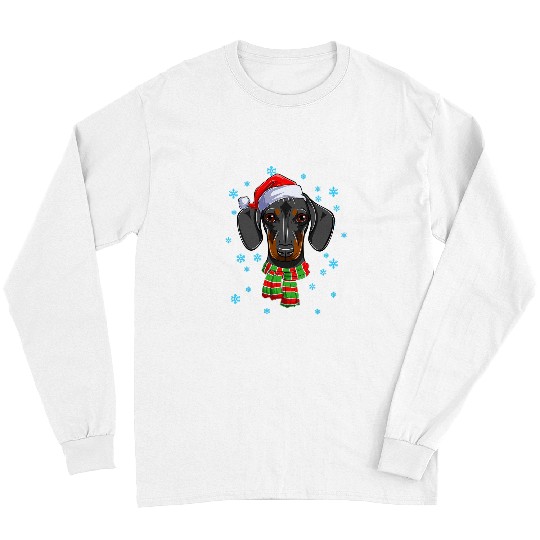 Dachshund Pet Funny Christmas Hat Santa xmass 138 Long Sleeves