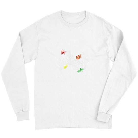 Funny Guitar 100th Day Of School Music Teacher 100 Days Musician guitar Long Sleeves