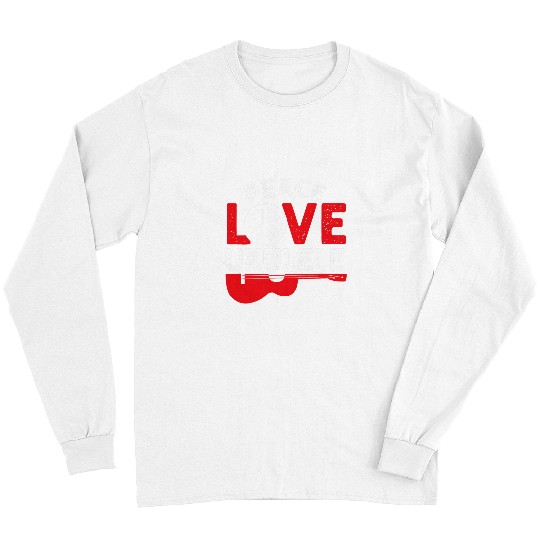 Funny Guitar Peace Love Ukulele Hawaiian Acoustic Hawaii Guitar Uke Guitarist Long Sleeves