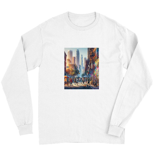 Sport Basketball Downtown Los Angeles Vibrant Streets Long Sleeves