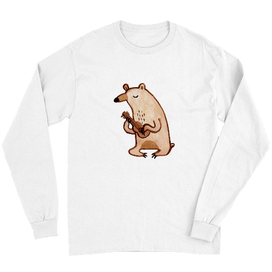 Funny Violin Bears vintages Bear Playing Ukulele Funny Violinist Musician Gift Long Sleeves