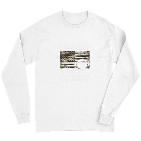 Lineman Football Gift Patriotic American Flag Camouflage Long Sleeves