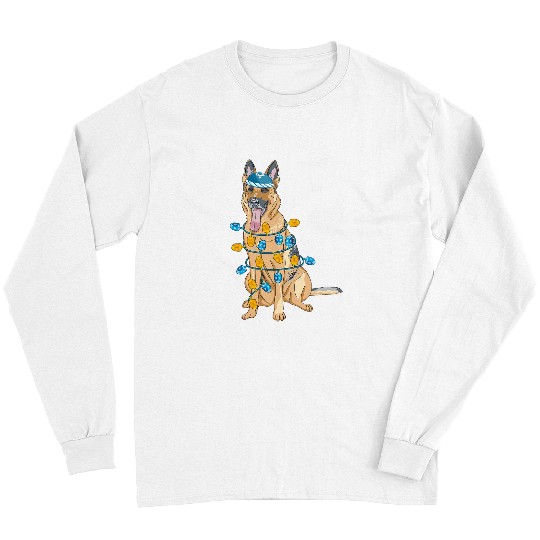 German Shepherd Pet Mens German Shepherd Light Hanukkah Menorah Happy Christmukkah 9 Long Sleeves