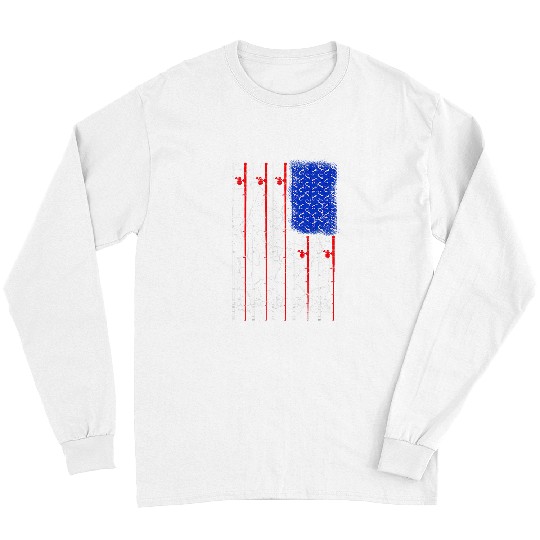 Fishing American US Flag Fishing Rod Fisherman Top For Him Fisher Long Sleeves