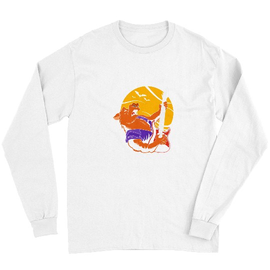 Funny Guitar wolfs Lover Playing Guitar Werewolfs Full Moon Halloween Long Sleeves