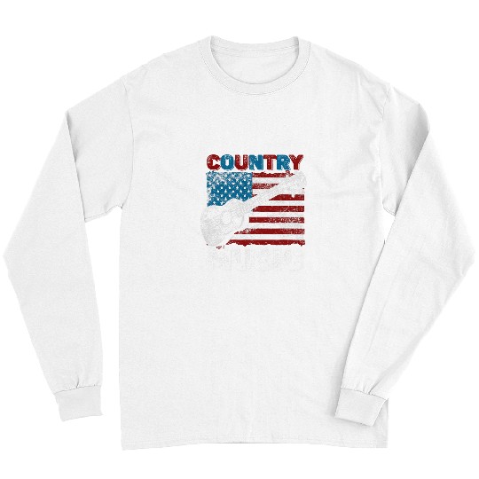 Funny Guitar Lover American Flag Guitar Player Funny Country Music Lover Long Sleeves
