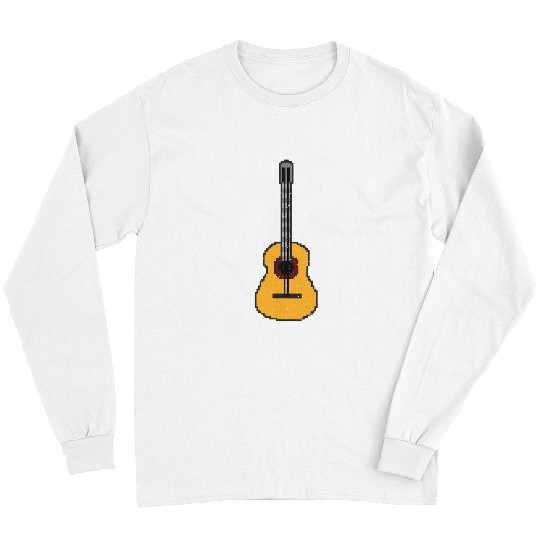 Funny Guitar Pixel art acoustic guitar 8 bit pixel art guitar Long Sleeves