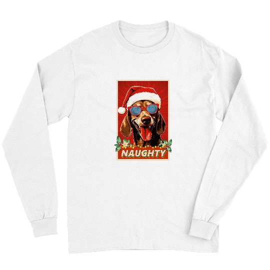 Dachshund Pet Funny Chocolate and Cream Dachshund Christmas Naughty 2 Long Sleeves