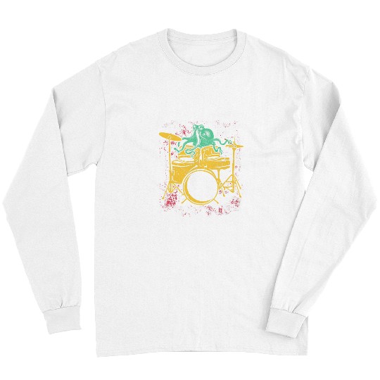 Funny Drummer Octopuss Lover Drummer for Drummers Animal Drummer Long Sleeves