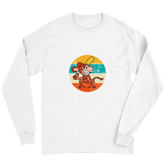 Sport Baseball Monkey Baseball Player Funny Vintage Retro Long Sleeves