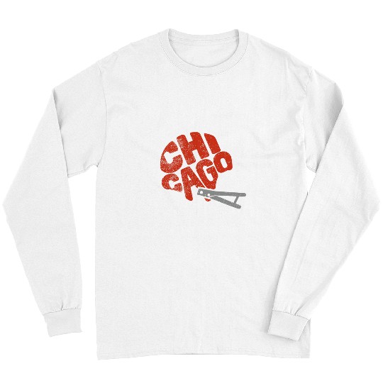 Sport American Football Chicago Football Team Helmet Word Art Vintage Retro Fan Long Sleeves