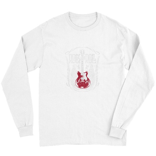 Funny Guitar Distressed vintages Retro 80s Rock Roll Music Guitar Wings 2 Guitarist Long Sleeves