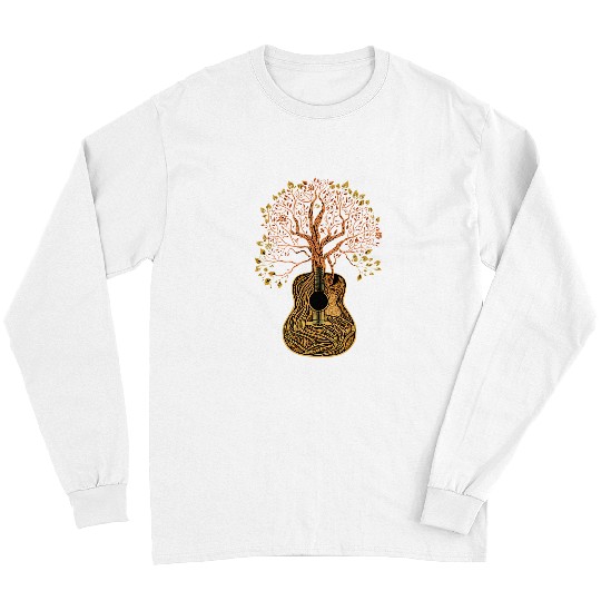 Funny Guitar Lover Acoustic Guitar Tree of Life Guitar Player Nature Guitarist Long Sleeves