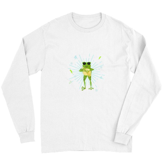 Funny Saxophone Frog Gift rock band saxophone player men women kids teens Long Sleeves