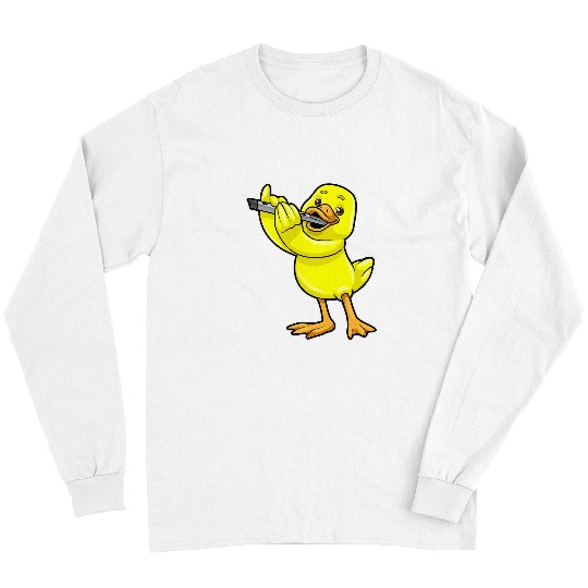 Funny Flute Duck Musician Flute Music Long Sleeves