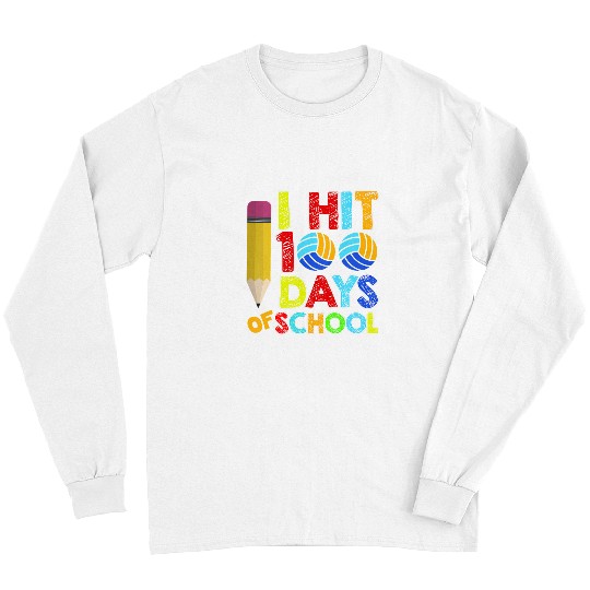 Sport Volleyball Kids Volleyball 100th Day Of School I Hit 100 Days Of School Long Sleeves