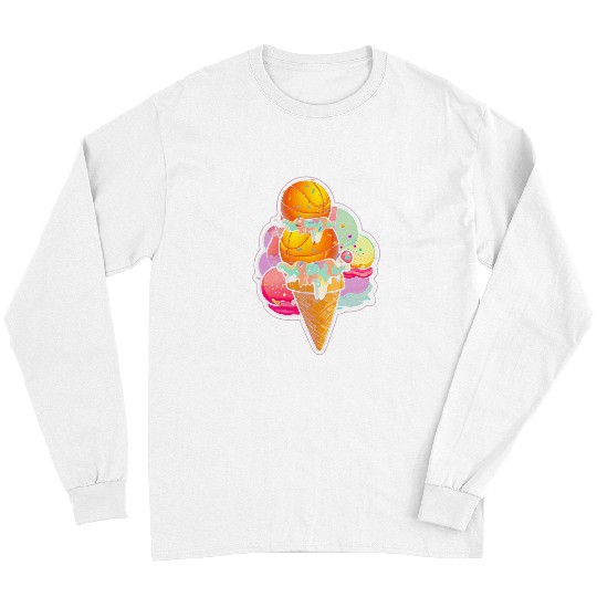Sport Basketball Love IceCream And Playing Basketball Player Gelato Graphic Long Sleeves