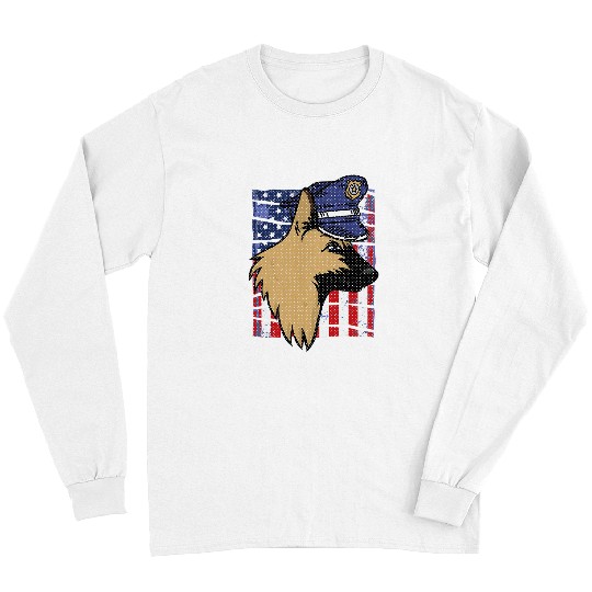 German Shepherd Pet Police Dog US Flag German Shepherd With Police Hat Long Sleeves