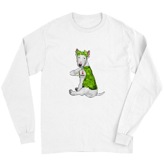 Bull Terrier Pet I Love Mom Tattoo Funny Bull Terrier Dog St Patricks Day Long Sleeves