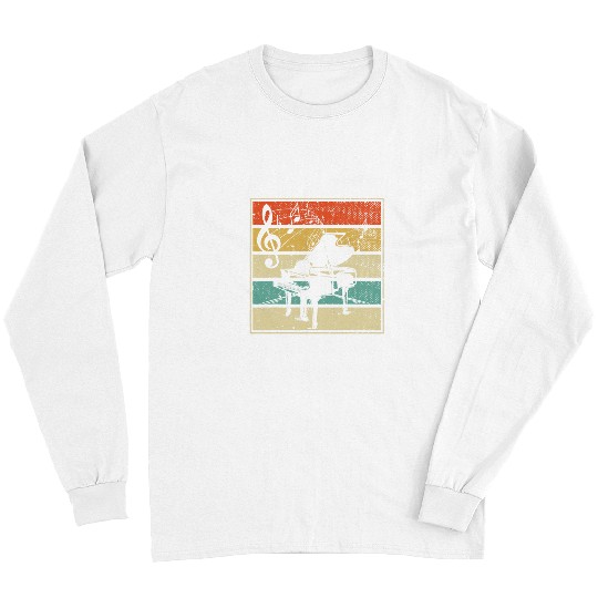 Funny Piano Classical Musician Pianist Treble Clef Retro Royal Piano Long Sleeves