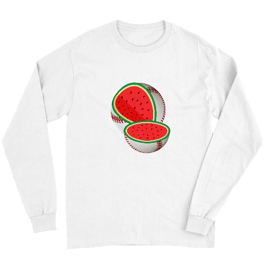 Sport Baseball Funny Watermelon Baseball Ball Tropical Melon Summer Vibes Long Sleeves