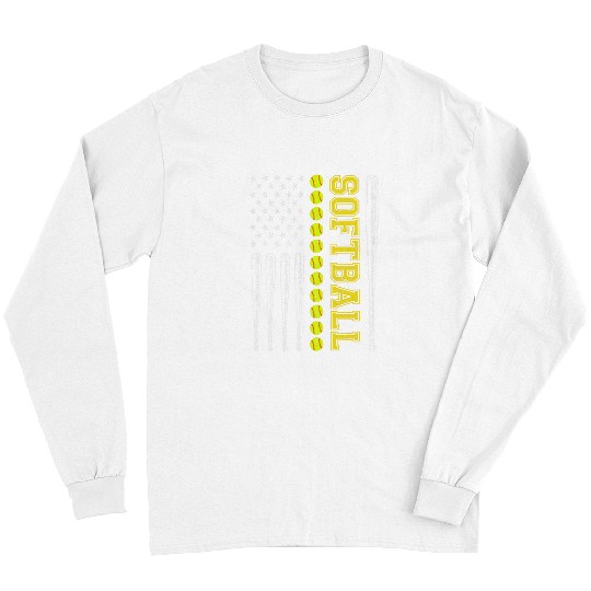 Sport Softball American Flag Softball Team Gifts Long Sleeves