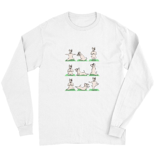 Bull Terrier Pet Yoga Pose Zen Workout Exercise Yogi Funny Long Sleeves