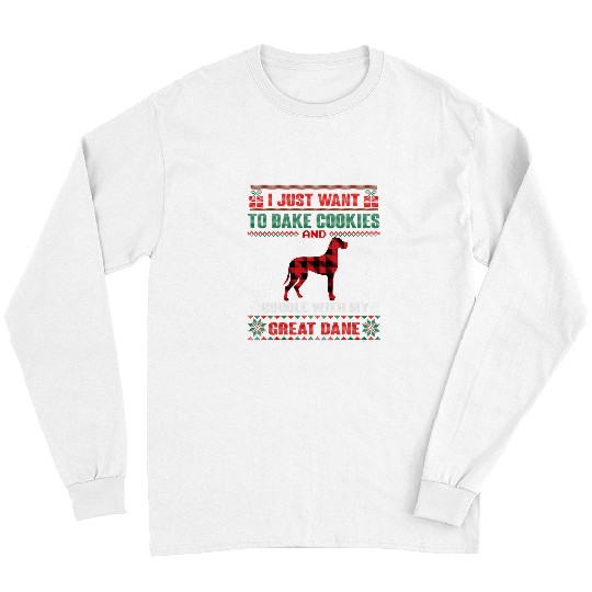 Great Dane Pet Cookie Lovers Pajama Ugly Christmas Sweater Long Sleeves